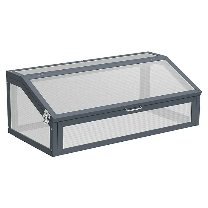 Westmann Hochbeet Plex Plus mit Frühbeetaufsatz - 50 x 100 x 120 cm, Metall, Anthrazit - Graues Frühbeet mit transparenten Platten, ideal zum Schutz von Gartenpflanzen.