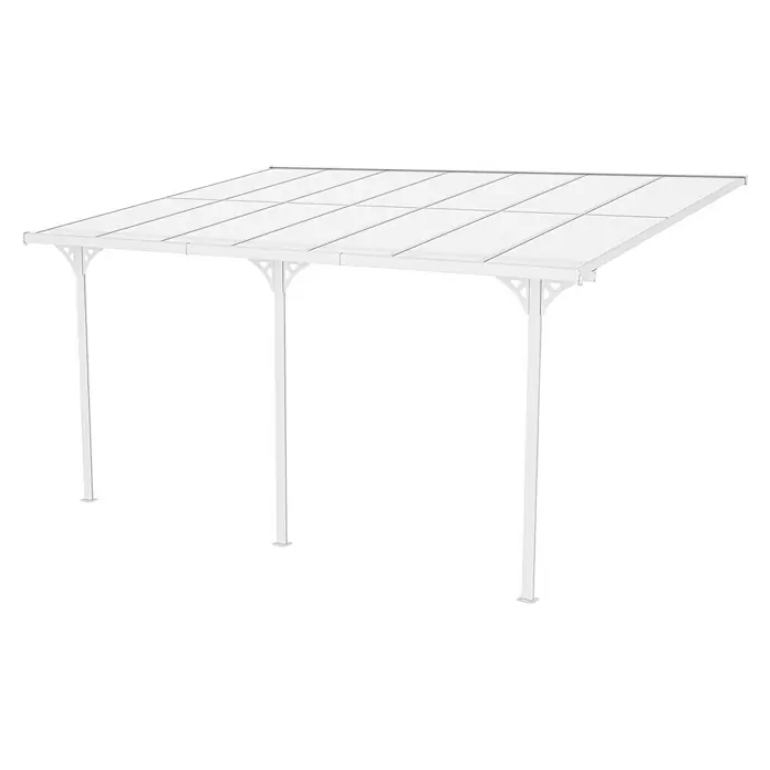 Westmann Terrassenüberdachung Bruce - Metall, Weiß, L x B x H: 300 x 435 x 270 mm - Weiße Terrassenüberdachung mit lichtdurchlässigem Wellplatten-Dach und vier Stützpfosten.
