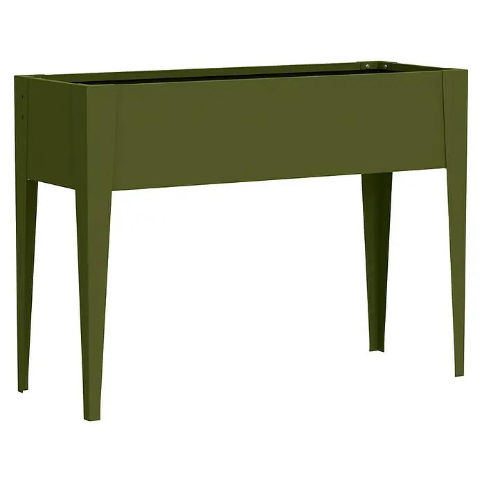 Westmann Hochbeet Vedura - 30 x 100 x 80 cm, Metall, Olivgrün - Olivgrünes erhöhtes Pflanzgefäß mit vier Beinen.