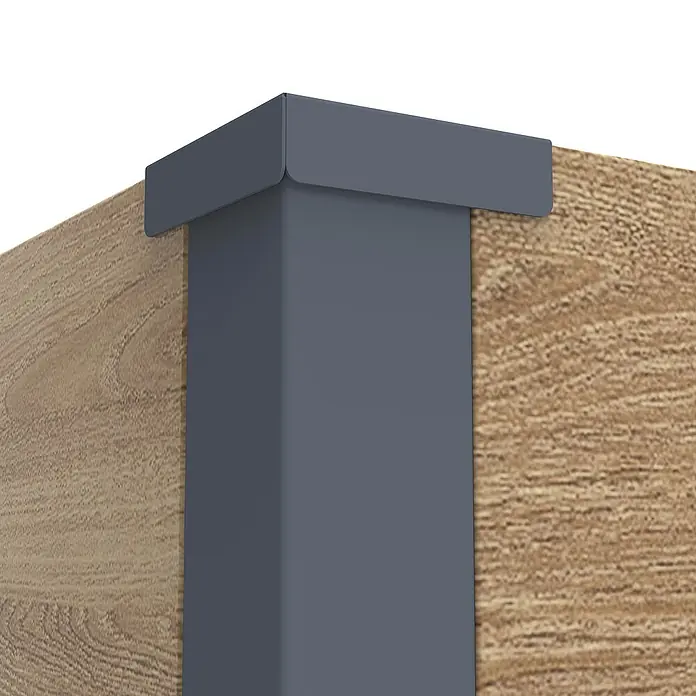 Westmann Pflanzkasten Talus XL - Außenmaß (L x B x H): 100 x 25 x 77 cm, Metall, Braun - Dunkelgraues Eckprofil verbindet zwei Holzplatten.