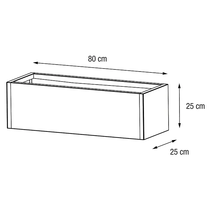 Herstera Garden Pflanzkasten Cube - Außenmaß (L x B x H): 80 x 25 x 25 cm, Metall, Anthrazit - Rechteckiger Pflanzkasten mit den Maßen 80 cm (L) x 25 cm (H) x 25 cm (B).