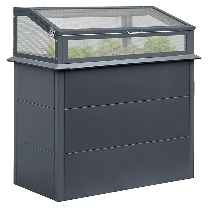 Westmann Hochbeet Primus Plus M mit Frühbeetaufsatz (50 x 100 x 113 cm, Metall, Anthrazit) | BAUHAUS