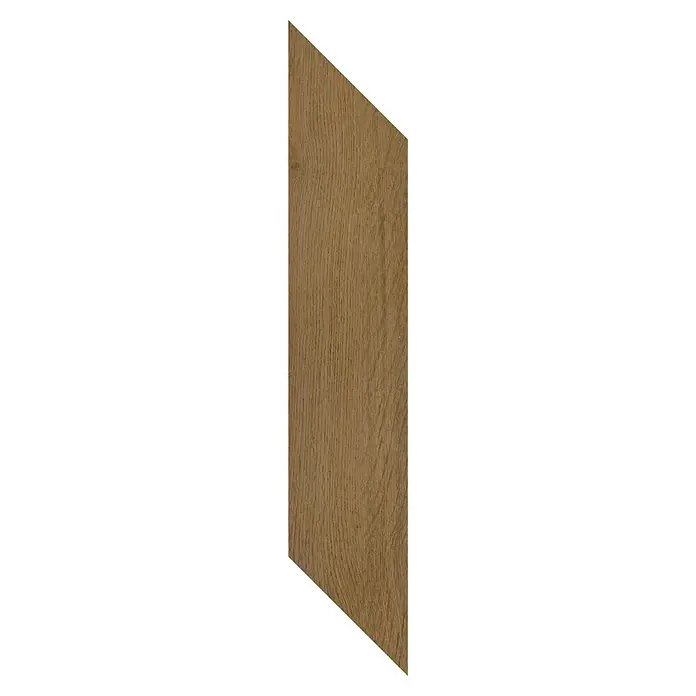Vinylboden SPC Chevron - Frisco Eiche, 120 x 600 x 4,5 mm - Helles braunes Holzpaneel mit ausgeprägter Naturmaserung, ideal für Böden oder Möbel.