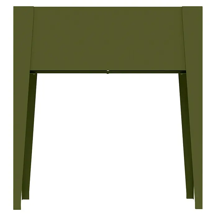 Westmann Hochbeet Vedura - 40 x 74 x 80 cm, Metall, Olivgrün - Grüne rechteckige Bank mit abgewinkelten Beinen.