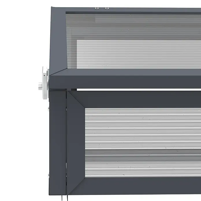 Westmann Frühbeet-Aufsatz Tega - Passend für: Westmann Hochbeete Primus M und Plexa, L x B x H: 100 x 50 x 36 cm - Dunkelgraues Frühbeet mit transparenten, gewellten Polycarbonatplatten und weißem Griff.