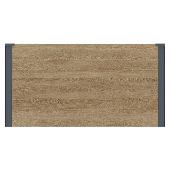 Westmann Pflanzkasten Talus L - Außenmaß (L x B x H): 100 x 25 x 52 cm, Metall, Braun - Helles Holzpaneel in Braun mit natürlicher Maserung, seitlich von dunkelgrauen Streifen umrandet.