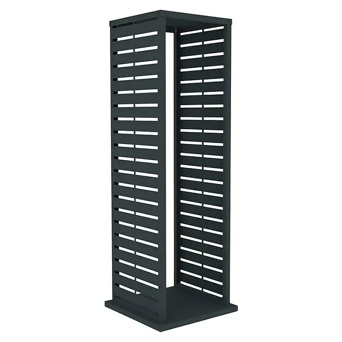 Westmann Kaminholzregal - 37,5 x 37,5 x 112 cm, Stahl, Anthrazit, Luma Lane - Dunkelgrauer, lamellenförmiger Metall-Gartenschirm oder Raumteiler mit Durchgangsöffnung.