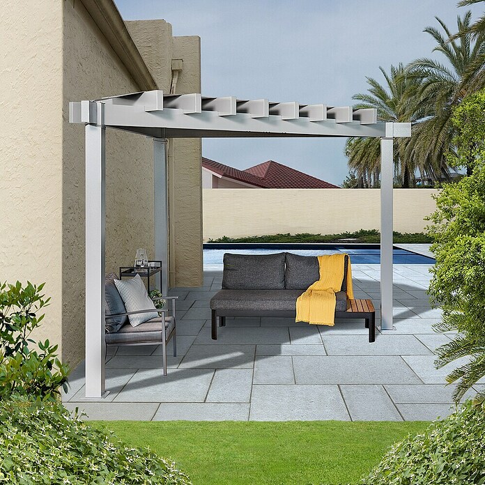 Sojag Pergola Lima 1010 (L x B x H: 293,3 cm x 293,3 cm x 242,6 mm, Aluminium, Lichtgrau) | BAUHAUS