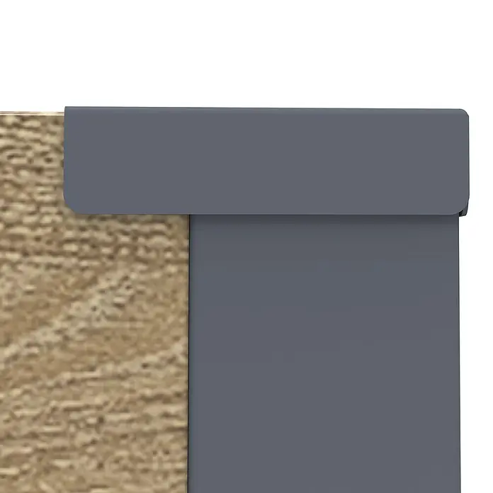 Westmann Pflanzkasten Talus XL - Außenmaß (L x B x H): 100 x 25 x 77 cm, Metall, Braun - Graues Rollo mit Kopfschiene, das eine helle Holztextur teilweise verdeckt.
