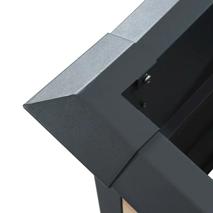 Westmann Hochbeet Primus Multi Plus M mit Frühbeetaufsatz - 50 x 100 x 113 cm, Metall, Braun/Anthrazit - Dunkelgraues, texturiertes Metalleckstück mit sichtbarer Schraube.
