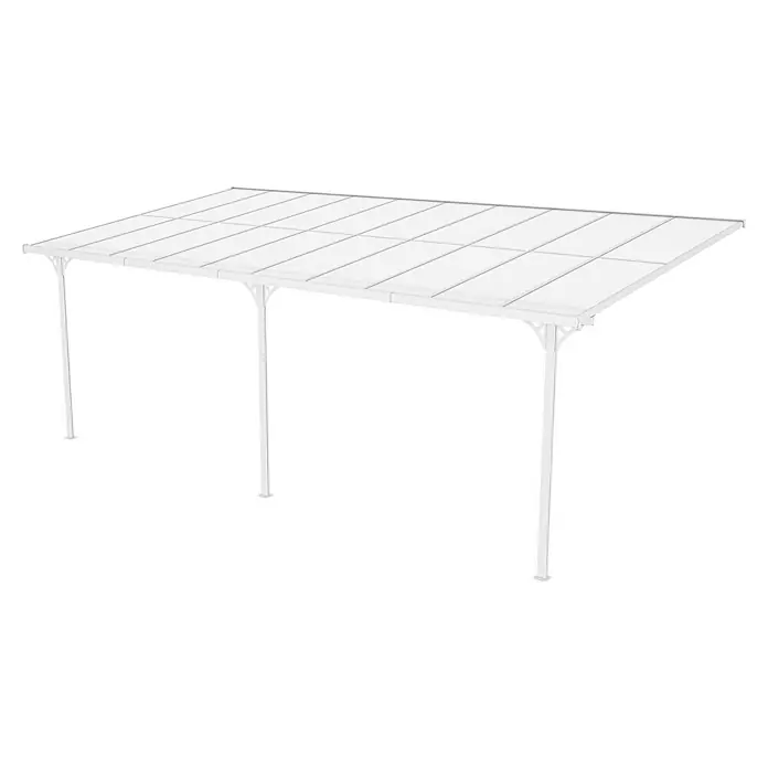 Westmann Terrassenüberdachung Bruce 617 - L x B x H: 300 x 617 x 270 cm, Weiß - Weißes Carport oder Pergola mit durchsichtigen Dachpaneelen, bietet Wetterschutz.