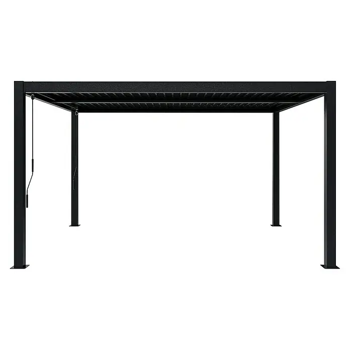 Sojag Standard-Pavillon Milo 1012 - B x H: 297,5 x 224,6 cm, Schwarz, Material Gestell: Stahl - Schwarze Metall-Pergola mit verstellbarem Lamellendach.