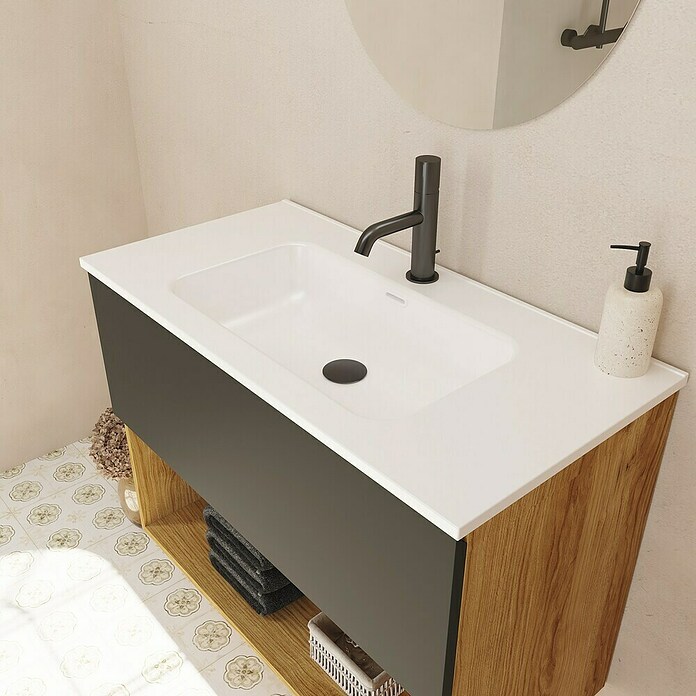 Lavabo Luz (An x L: 91 x 46 cm, Con desbordamiento, Blanco) | BAUHAUS