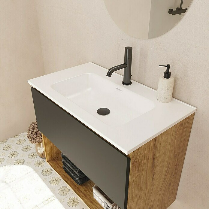 Lavabo Luz (An x L: 81 x 46 cm, Con desbordamiento, Blanco) | BAUHAUS