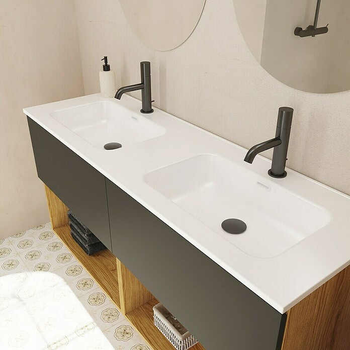 Lavabo doble Luz (140 x 46 cm, Con desbordamiento, Blanco) | BAUHAUS
