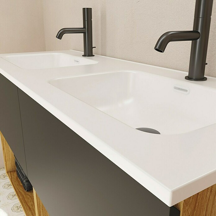 Lavabo doble Luz (120 x 46 cm, Con desbordamiento, Blanco) | BAUHAUS