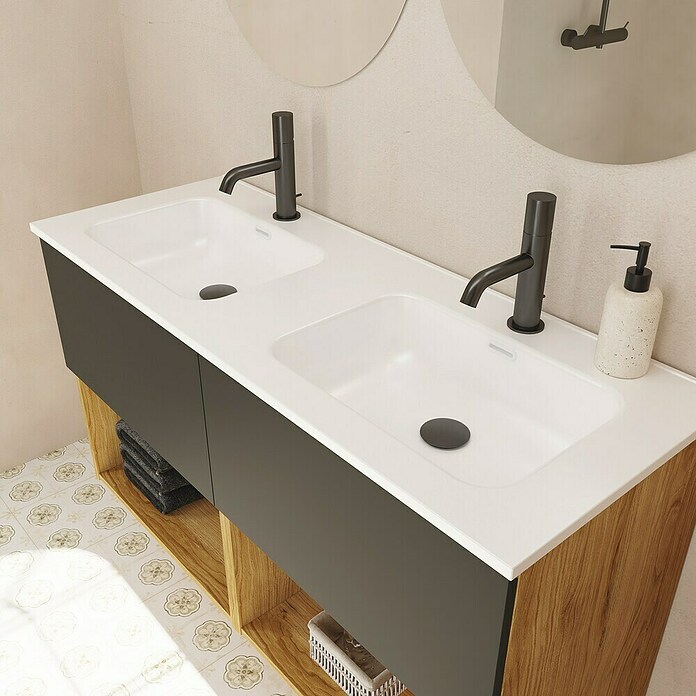 Lavabo doble Luz (120 x 46 cm, Con desbordamiento, Blanco) | BAUHAUS