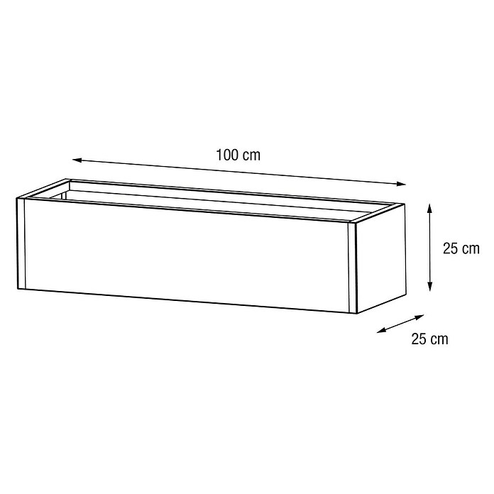 Herstera Garden Pflanzkasten Cube (Außenmaß (L x B x H): 100 x 25 x 25 cm, Metall, Anthrazit) | BAUHAUS