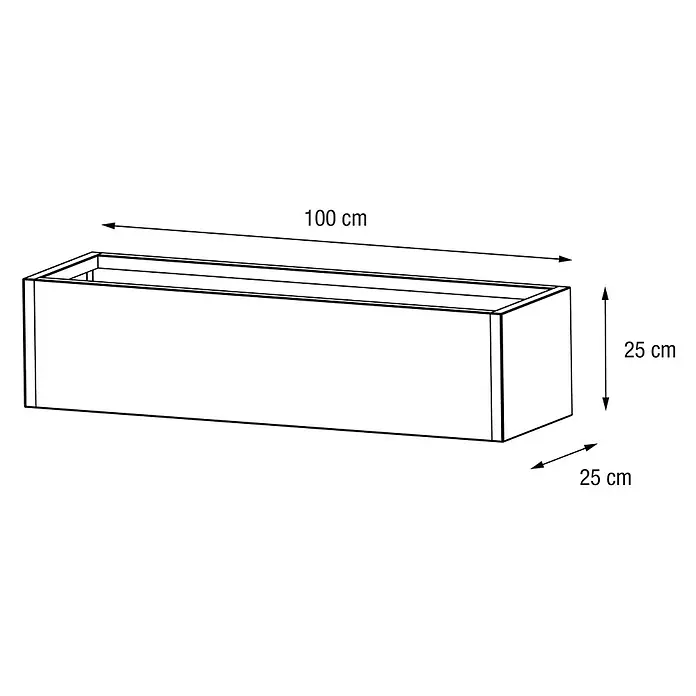 Herstera Garden Pflanzkasten Cube - Außenmaß (L x B x H): 100 x 25 x 25 cm, Metall, Anthrazit - Weißer rechteckiger Pflanzkasten, 100x25x25 cm.