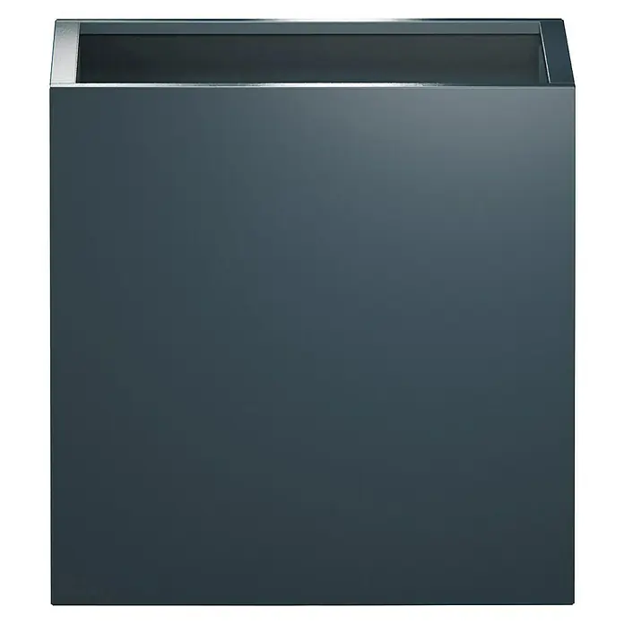 Herstera Garden Pflanzkasten Cube - Außenmaß (L x B x H): 80 x 80 x 80 cm, Metall, Anthrazit - Dunkelgrauer, rechteckiger Pflanzkübel mit silberner Metallkante.