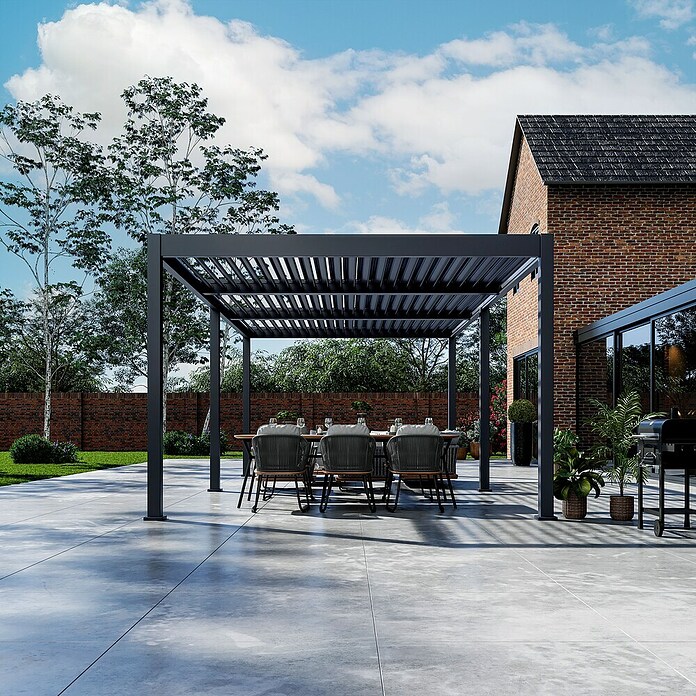 Pergola Grand Tuscan 1224 (L x B x H: 369 x 721 x 256 cm, Anthrazit, Aluminium) | BAUHAUS