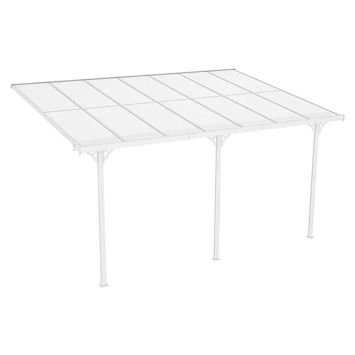 Westmann Terrassenüberdachung Bruce - Metall, Weiß, L x B x H: 300 x 435 x 270 mm - Weiße Terrassenüberdachung mit lichtdurchlässigem Stegplattendach und Stützpfosten.