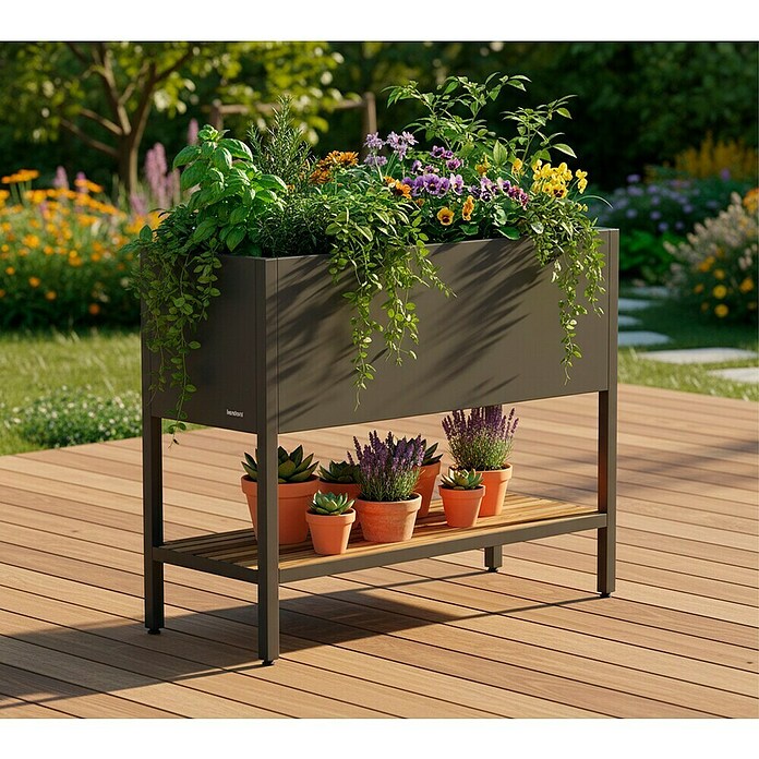 Herstera Garden Hochbeet Deco (40 x 100 x 80 cm, Metall, Anthrazit) | BAUHAUS