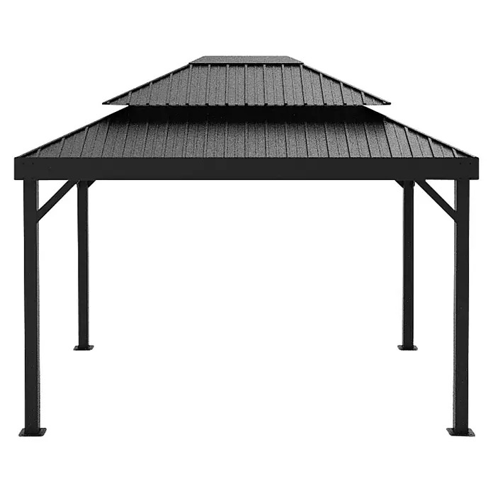 Sojag Standard-Pavillon London 1014 - L x B x H: 424,3 x 299,3 x 310 cm, Aluminium, Schwarz - Stabiler schwarzer Metallpavillon mit zweistufigem Dach zur Belüftung.