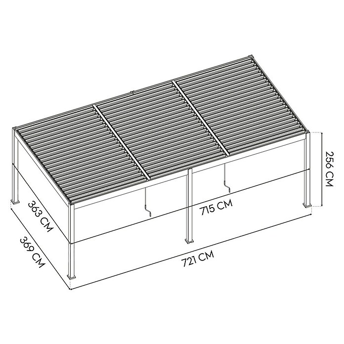 Pergola Grand Tuscan 1224 (L x B x H: 369 x 721 x 256 cm, Anthrazit, Aluminium) | BAUHAUS