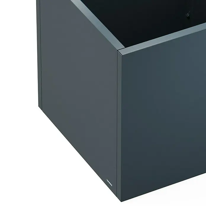 Herstera Garden Pflanzkasten Cube - Außenmaß (L x B x H): 80 x 80 x 80 cm, Metall, Anthrazit - Dunkelgrauer rechteckiger Metallpflanzkübel mit scharfen Kanten.