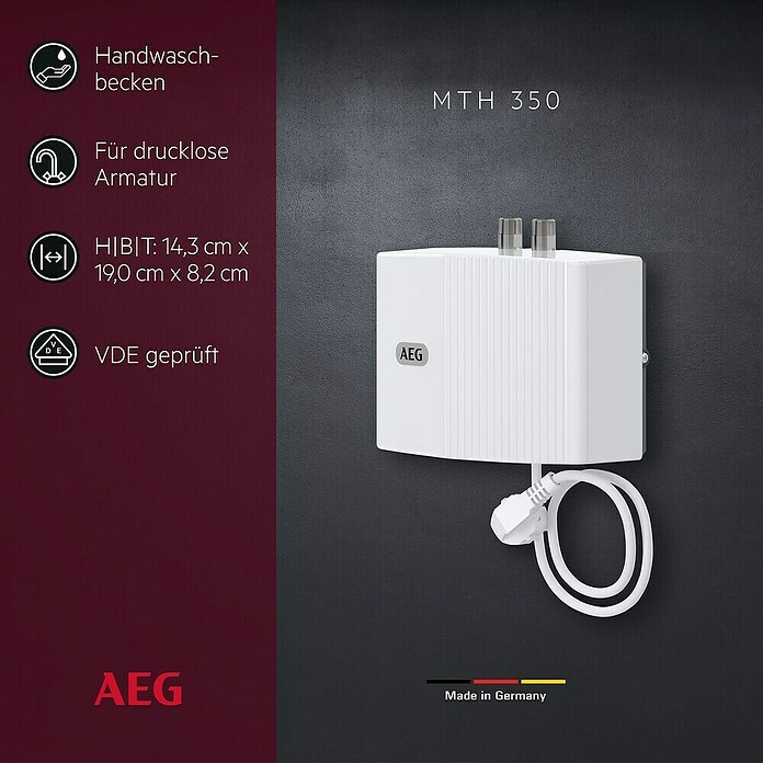 AEG Kleindurchlauferhitzer MTH350 (3.500 W, Durchflussmenge: 2 l/min)