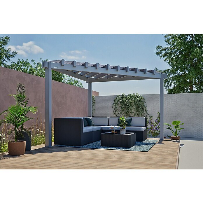 Sojag Pergola Lima 1010 (L x B x H: 293,3 cm x 293,3 cm x 242,6 mm, Aluminium, Lichtgrau) | BAUHAUS
