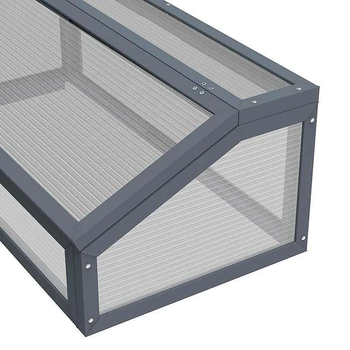 Westmann Frühbeet-Aufsatz Tega - Passend für: Westmann Hochbeete Primus M und Plexa, L x B x H: 100 x 50 x 36 cm - Ein grauer Frühbeetkasten mit durchsichtigen, geriffelten Platten zum Schutz von Pflanzen.
