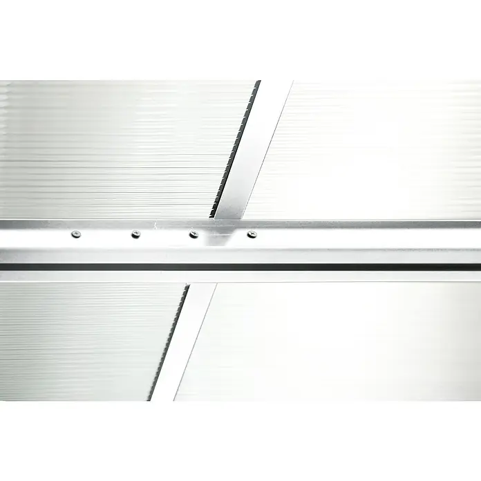 Westmann Terrassenüberdachung Bruce 617 - L x B x H: 300 x 617 x 270 cm, Weiß - Transluzente Stegplatten verbunden durch silberne Metallprofile mit sichtbaren Schrauben.