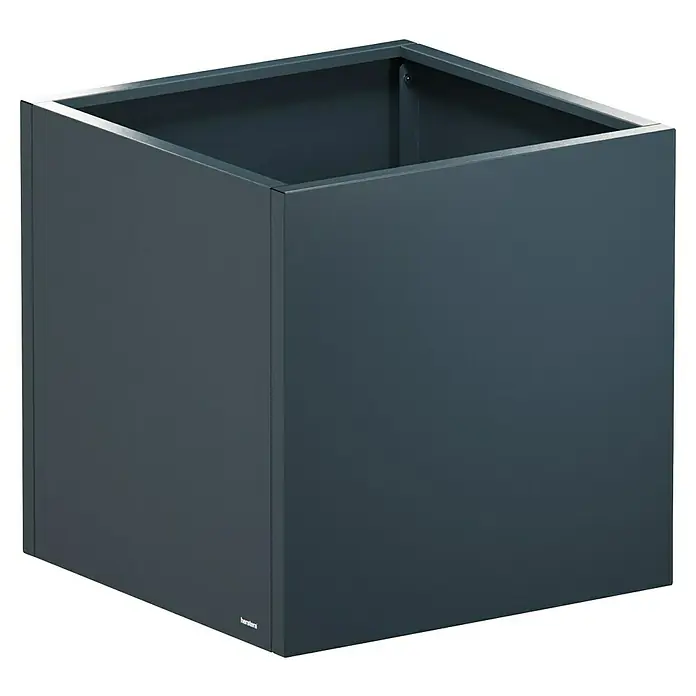 Herstera Garden Pflanzkasten Cube - Außenmaß (L x B x H): 80 x 80 x 80 cm, Metall, Anthrazit - Quadratischer Pflanzkübel aus anthrazitfarbenem Metall.