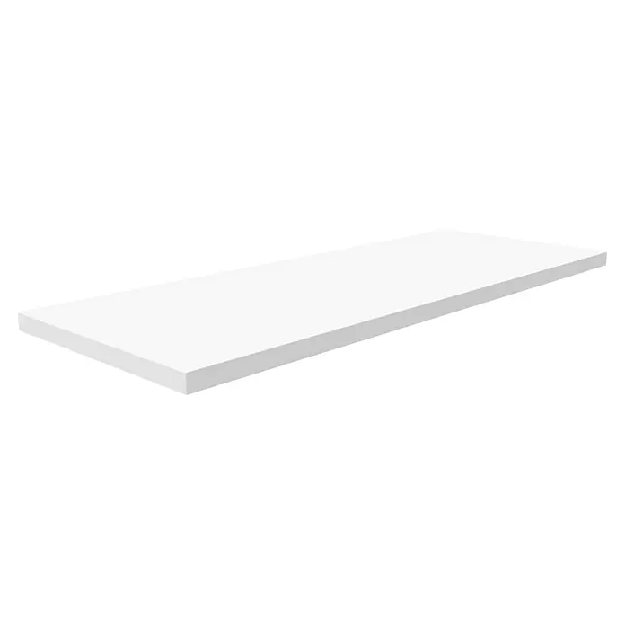 Encimera para lavabo - 46 x 121 x 3 cm, Blanco Seda - Pedestal rectangular blanco.