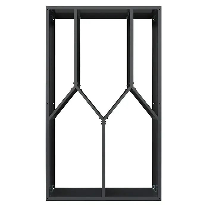 Westmann Kaminholzregal - 50 x 95 x 160 cm, Stahl, Anthrazit, Castra B - Dunkelgrauer Metallrahmen mit geometrischen Innenunterteilungen.