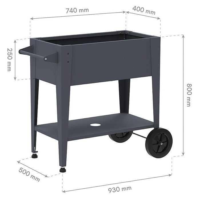 Westmann Hochbeet Mobila (50 x 93 x 80 cm, Metall, Anthrazit) | BAUHAUS