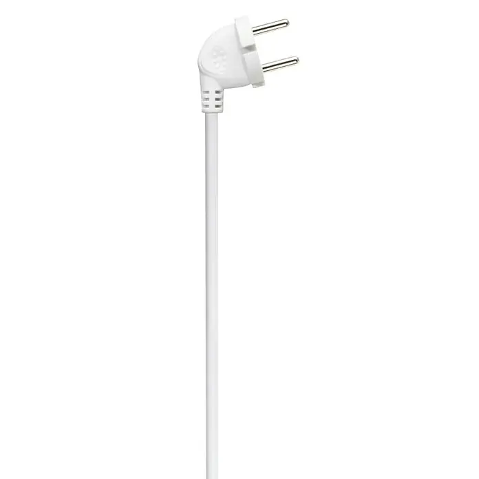 Hama Steckdosenleiste 3-fach 223020 - Kabellänge: 2,5 m - Weißer gewinkelter Netzstecker mit zwei Stiften und passendem Stromkabel.