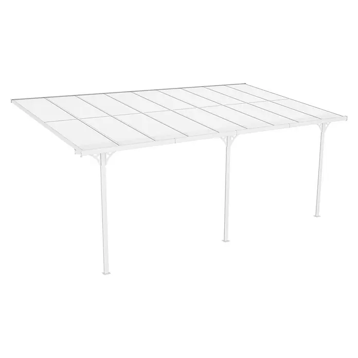 Westmann Terrassenüberdachung Bruce - Metall, Weiß, L x B x H: 300 x 556 x 270 mm - Weißes Aluminium-Carport mit durchscheinendem Wellblechdach.