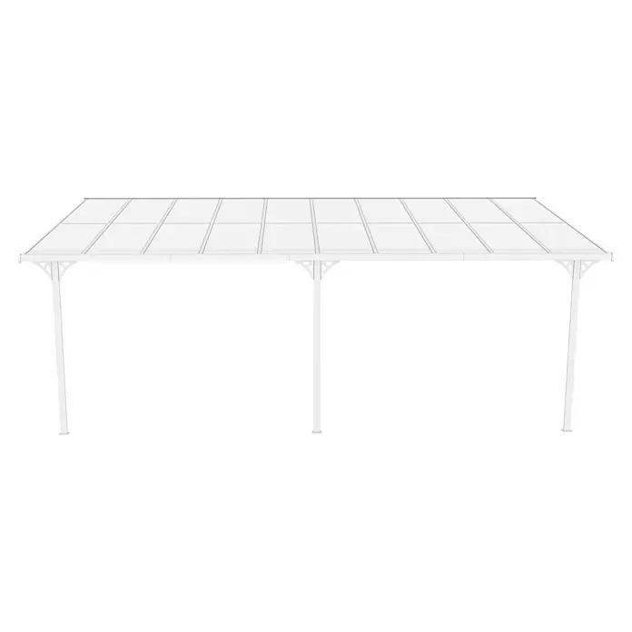Westmann Terrassenüberdachung Bruce 617 - L x B x H: 300 x 617 x 270 cm, Weiß - Weißer Carport oder Terrassenüberdachung aus Metall mit lichtdurchlässigen Dachplatten.