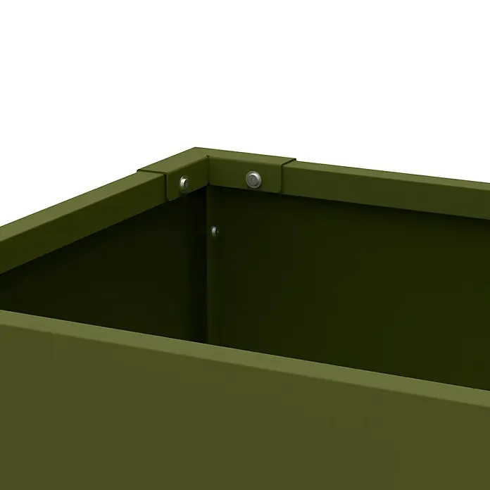 Westmann Hochbeet Vedura - 30 x 100 x 80 cm, Metall, Olivgrün - Dunkelolivgrüner, rechteckiger Metall-Pflanzkasten mit sichtbaren silbernen Schrauben.