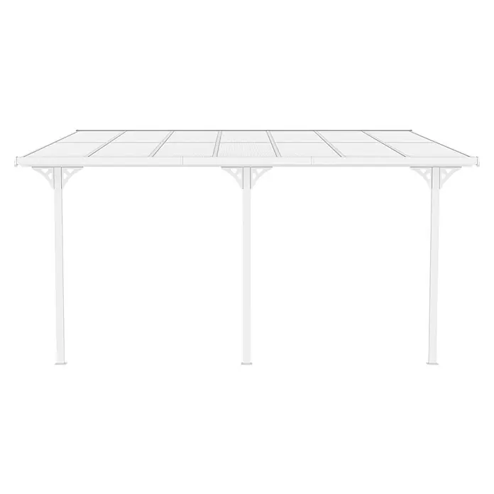 Westmann Terrassenüberdachung Bruce - Metall, Weiß, L x B x H: 300 x 435 x 270 mm - Weiße Pergola mit lichtdurchlässigen Dachplatten und dekorativen Stützpfosten.