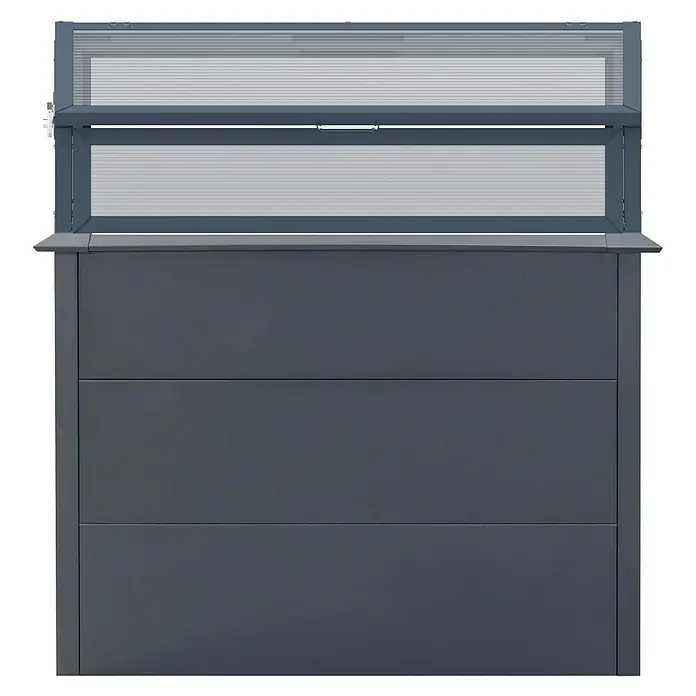 Westmann Hochbeet Primus Plus M mit Frühbeetaufsatz - 50 x 100 x 113 cm, Metall, Anthrazit - Dunkelgraues Sektionaltor mit integrierten durchscheinenden oberen Paneelen.