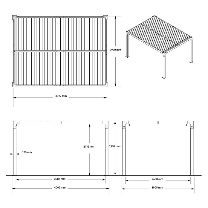 Sojag Pergola Hana 1013 (L x B x H: 400,2 x 300,5 x 225,3 cm, Beige, Metall) | BAUHAUS