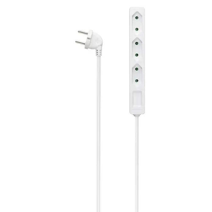 Hama Steckdosenleiste 3-fach 223020 - Kabellänge: 2,5 m - Weiße Mehrfachsteckdose mit mehreren Steckplätzen und festem Stecker.