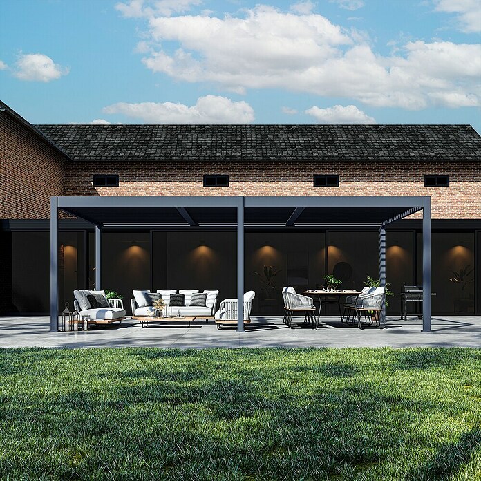 Pergola Grand Tuscan 1224 (L x B x H: 369 x 721 x 256 cm, Anthrazit, Aluminium) | BAUHAUS