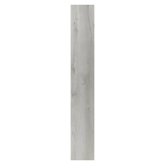 Vinylboden SPC XL - Eiche Scandinavian, Landhausdiele, 1.511 x 229 x 6,3 mm - Hellgraue Holzplatte mit natürlicher Maserung.