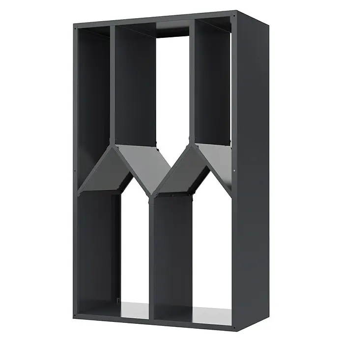 Westmann Kaminholzregal - 50 x 95 x 160 cm, Stahl, Anthrazit, Castra B - Dunkelgraues modulares Regal mit auffälligem Zickzack-Design.