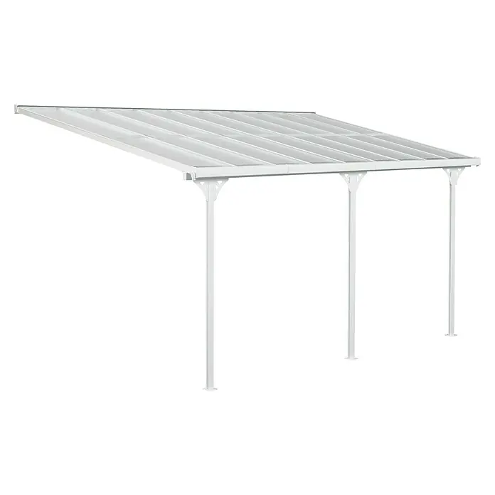 Westmann Terrassenüberdachung Bruce - Metall, Weiß, L x B x H: 300 x 556 x 270 mm - Weiße Polycarbonat-Terrassenüberdachung mit drei Stützpfosten.